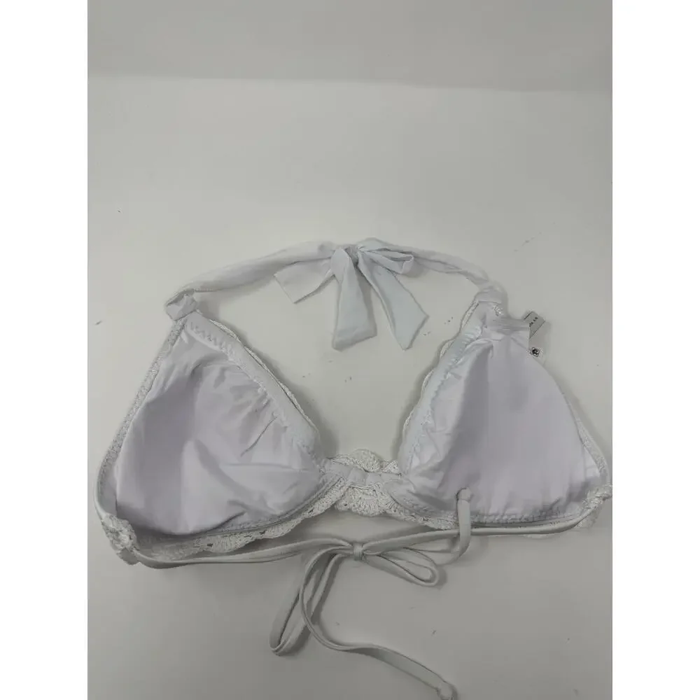 BECCA Women's Standard Colette Banded Bikini Top White L